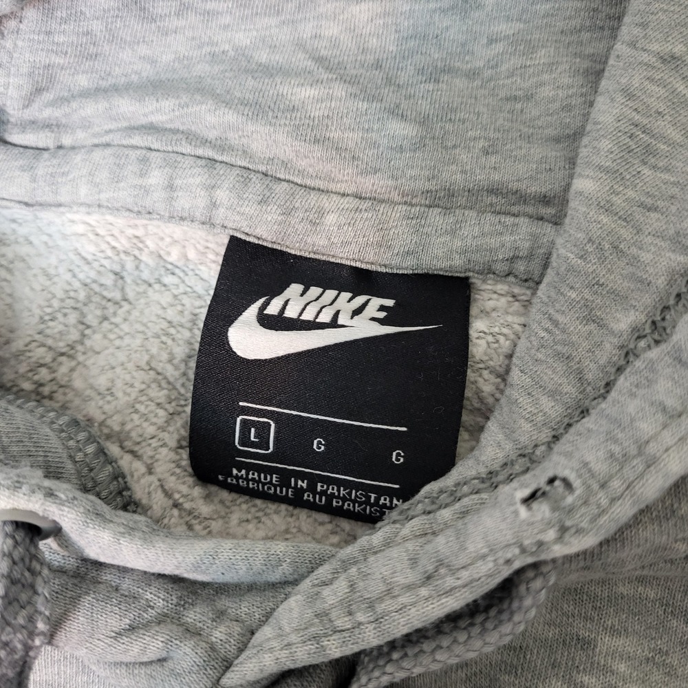 Nike Mens Classic Pullover Hoodie Heather Gray Distressed Large Small Swoosh - Picture 3 of 9